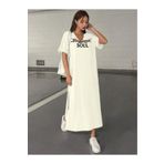 NoVibe Kadın Büyük Beden Charming Soul Baskılı V Yaka T-shirt Elbise/tunik