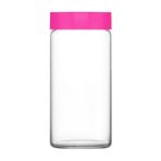 Novo Cam Kavanoz 2'li Büyük Boy 1400 ml Pembe Plastik Kapaklı (Erzak Saklama Kavanozu )