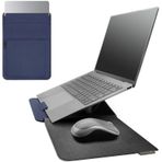 Novoo RT13 Dördü Bir Arada Mousepad Özellikli Lacivert Kart Yuvalı Laptop Standı ve Koruma Kılıfı