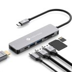 NOVOO USB C Hub 6 Bağlantı Noktalı Alüminyum USB C Adaptörü, HDMI 4K, 2 USB 3.1, Tip C PD 60W (20V, 3A), Dizüstü Bilgisayar MacBook Pro 2016/2017 Samsung Galaxy S8 Huawei Tip C Cihazları için SD/Micro SD Kart Okuyucu Bağlantı Noktaları