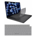 NovStrap Apple MacBook Air 15 inç A2941 A3114 A3241 A3448 (M2 M3 M4 M5) ile Uyumlu Türkçe Q Gri Füme Silikon Klavye Koruyucu Kılıf