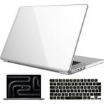Novstrap Apple Macbook Pro 14 Inç M4 A3401 A3112 A3185 ile Uyumlu Parlak Kılıf + Siyah Klavye Kılıfı +Film - Şeffaf