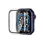 NovStrap Apple Watch Seri 9-8-7 45mm ile Uyumlu Ekran ve Kasa Koruyucu, Sert Kapak Kılıf, 360 Tam Koruma (45MM) KRİSTAL ŞEFFAF