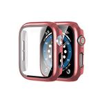 NovStrap Apple Watch Seri 9-8-7 45mm ile Uyumlu Ekran ve Kasa Koruyucu, Sert Kapak Kılıf, 360 Tam Koruma (45MM) METALİK ROSE PEMBE