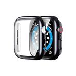 NovStrap Apple Watch Seri 9-8-7 45mm ile Uyumlu Ekran ve Kasa Koruyucu, Sert Kapak Kılıf, 360 Tam Koruma (45MM) METALİK SİYAH