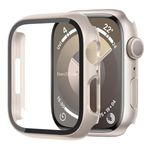 NovStrap Apple Watch Seri 9-8-7 45mm ile Uyumlu Ekran ve Kasa Koruyucu, Sert Kapak Kılıf, 360 Tam Koruma (45MM) STARLIGHT