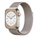 NovStrap Apple Watch Uyumlu SE 44mm Starlight Yıldız Işığı Hasır Örgü Metal Kordon Kayış