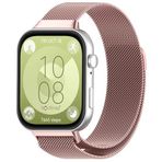 NovStrap Huawei Watch Fit 3 / Fit 4 / Fit 4 Pro ile Uyumlu Kordon Kayış Metal Hasır Örgü Çelik Kordon PEMBE