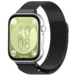 NovStrap Huawei Watch Fit 3 / Fit 4 / Fit 4 Pro ile Uyumlu Kordon Kayış Metal Hasır Örgü Çelik Kordon SİYAH