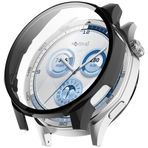 NovStrap Huawei Watch Gt5 46mm ile Uyumlu Ekran Koruyucu Cam ve Kasa Koruyucu Kılıf Sert Polikarbon SİYAH