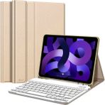 NovStrap iPad Air 4 5 6 Nesil 10.9 inç iPad Air 11 M2 M3 M4 Uyumlu Bluetooth Klavyeli Tablet Kılıfı - Altın