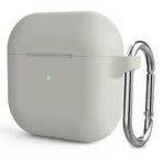 NovStrap Kulaklık Kılıfı Apple AirPods 4. Nesil İle Uyumlu Kılıf Toz Tıpalı Yumuşak Liquid Silikon BEJ KREM
