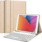 NovStrap Novstap Apple iPad Air 1 Air 2 iPad 9.7 Inç 2017 2018 5/6 Nesil ile Uyumlu Bluetooth Klavyeli Kılıf - Altın