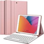 NovStrap Novstap Apple iPad Air 3 10.5 Inç / iPad Pro 10.5 Inç Uyumlu Bluetooth Klavyeli Kılıf Kalem Bölmeli - Rose Gold