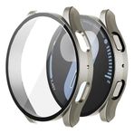 NovStrap Samsung Galaxy Watch 7 44mm ile Uyumlu Ekran Koruyucu Cam ve Kasa Koruyucu Kılıf Sert Pc STARLIGHT