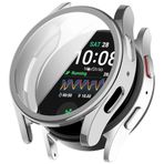 NovStrap Samsung Galaxy Watch 7 44mm ile Uyumlu Kasa ve Ekran Koruyucu TPU Yumuşak Silikon Kılıf GÜMÜŞ