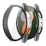 NovStrap Samsung Galaxy Watch 7 Seri 40mm ile Uyumlu Ekran Koruyucu Cam Kasa Koruyucu Kılıf Sert Pc GÜMÜŞ