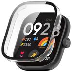 NovStrap Xiaomi Redmi Watch 4 ile Uyumlu Ekran Koruyucu Temperli Cam ve Kasa Koruyucu Kılıf Sert Pc ŞEFFAF
