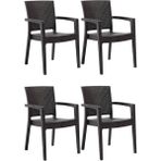 Novussi 4 Adet Novussi Paris Rattan Kollu Sandalye Koltuk Kahve
