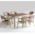 Novussi Bamboo 6'lı Cappucino Çöl Kahvesi Set Camlı Masa