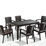 Novussi Camlı Set 6'lı 90x150 Masa 6 Paris Koltuk Novussi Kahverengi