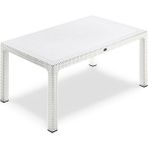 Novussi Classi 150 Rattan Dikdörtgen Masa Camsız - Beyaz