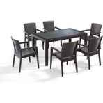 Novussi Kahverengi Novussi Liverno Rattan Masa Koltuk Takımı 90X150 Camlı Masa - Dikdörtgen - 6