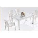 Novussi Liverno Rattan 90*150 Camlı Masa Takımı