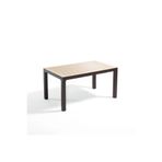 Novussi Wood Masa 90X150 Çizgili Regnum Camlı Masa Kahve-Cappucino