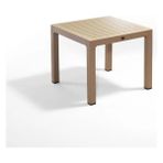 Novussi Wood Masa 90X90 Çizgili Regnum Camlı Masa - Çöl Kahvesi