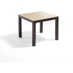 Novussi Wood Masa 90X90 Çizgili Regnum Camlı Masa - Kahverengi