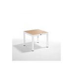 Novussi Wood Masa 90X90 Çizgili Seginus Camlı Masa Beyaz-Fildişi