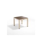 Novussi Wood Masa 90X90 Çizgili Seginus Camlı Masa Çöl Kahve-Cappucino