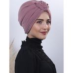 Nowa Scarf Çift Yönlü Güllü Düğüm Bone Gül Kurusu