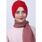 Nowa Scarf Çift Yönlü Güllü Düğüm Bone Kırmızı