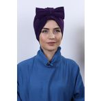 Nowa Scarf Fiyonklu Çift Taraflı Bone Mor