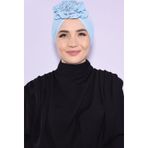 Nowa Scarf Güllü Büzgülü Çift Taraflı Bone Bebe Mavisi - Bebe Mavisi