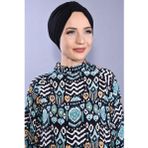 Nowa Scarf Havuz Bonesi Hazır 3 Bantlı Sandy Kumaş Kendinden Modelli Siyah