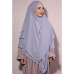 Nowa Scarf Hazır Tesettür Peçeli Üç Katlı Şifon Sufle Gri