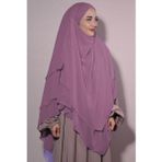 Nowa Scarf Hazır Tesettür Peçeli Üç Katlı Şifon Sufle Şal Gül Kurusu