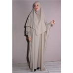 Nowa Scarf İkili Takım Medine İpeği Kumaş Şal ve Elbise Bej