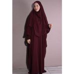 Nowa Scarf İkili Takım Medine İpeği Kumaş Şal Ve Elbise Bordo