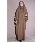 Nowa Scarf İkili Takım Medine İpeği Kumaş Şal ve Elbise Taba