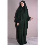Nowa Scarf İkili Takım Medine İpeği Kumaş Şal ve Elbise Zümrüt Yeşili