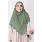 Nowa Scarf Orta Boy Sufle Khimar Peçeli Üç Katlı Şifon Şal Soft Yeşil