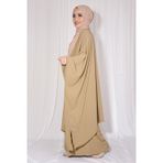 Nowa Scarf Pantolon Tunik İkili Takım Aerobin Kumaş Karamel