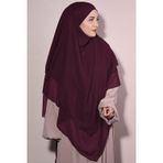 Nowa Scarf Peçeli Üç Katlı Şifon Sufle Khimar Bordo
