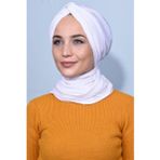 Nowa Scarf Şallı Düğüm Bone Beyaz