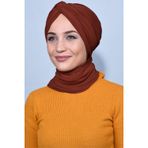 Nowa Scarf Şallı Düğüm Bone Kiremit