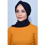 Nowa Scarf Şallı Düğüm Bone Lacivert